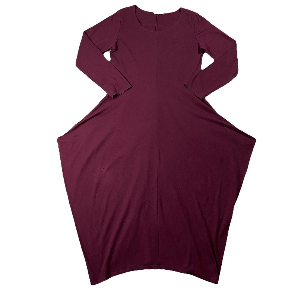 Chalet Et Ceci Long Sleeve Cocoon Knit Maxi Dress Burgundy Women XL Lagom Artsy